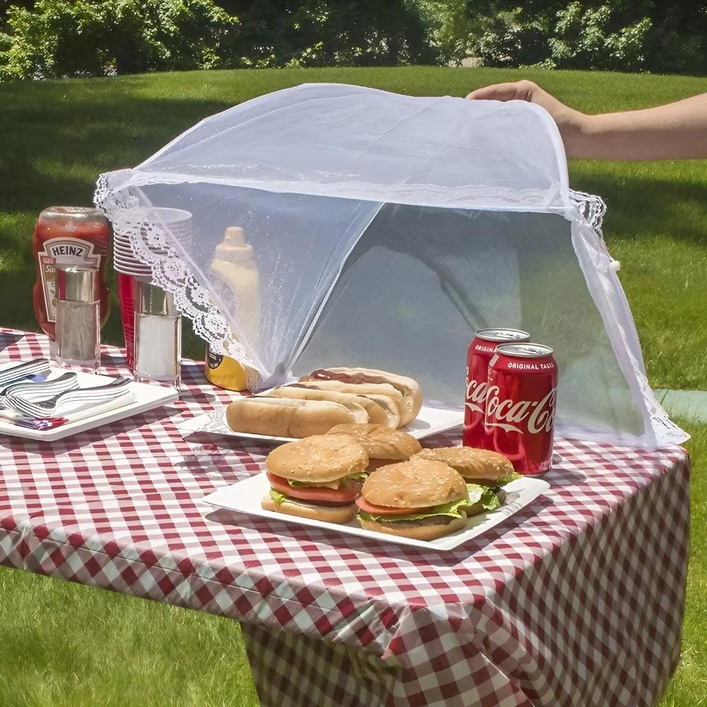 🛡️ KJØP 2, FÅ 1 GRATIS! ⏰ Pop-up-matbeskytter i netting – Foldes flatt, med glidelås og beskytter mot fluer, insekter eller støv – perfekt for piknik, grilling eller uteservering 🍉