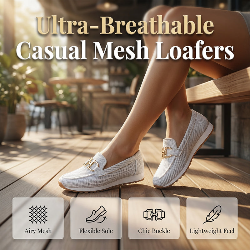 Damenes casual mesh loafers med metallspenne