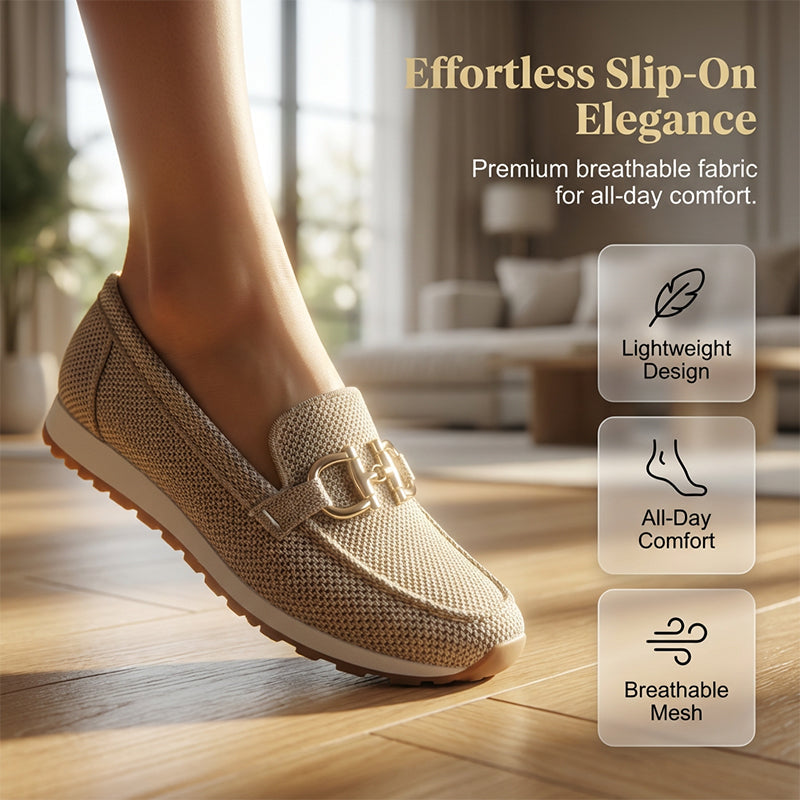 Damenes casual mesh loafers med metallspenne