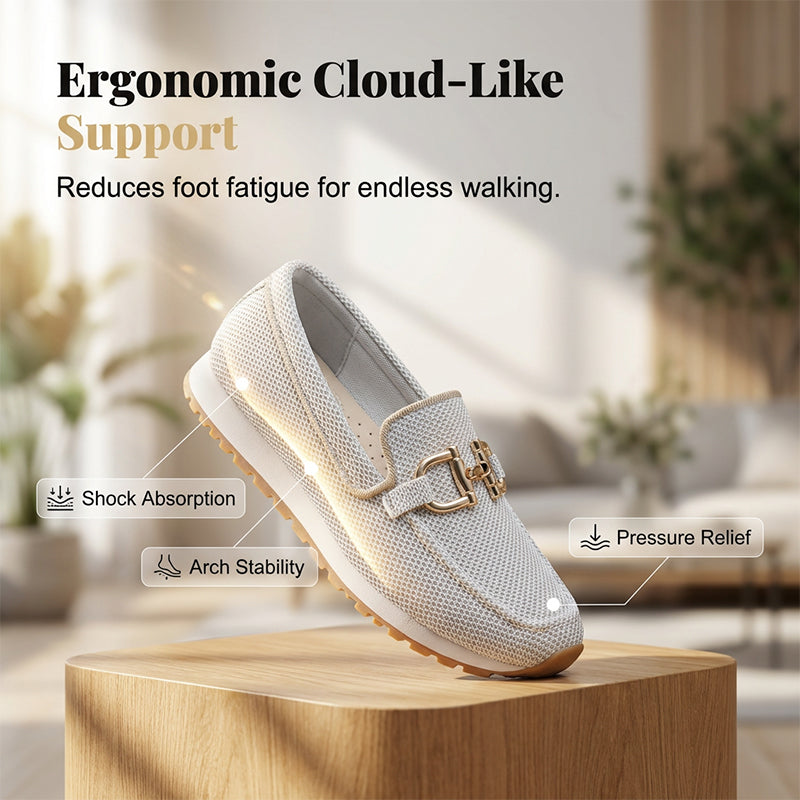Damenes casual mesh loafers med metallspenne