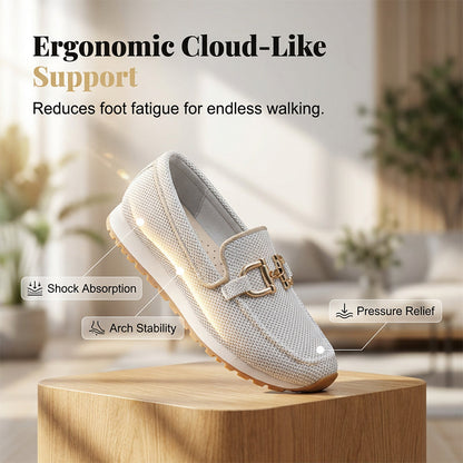 Damenes casual mesh loafers med metallspenne