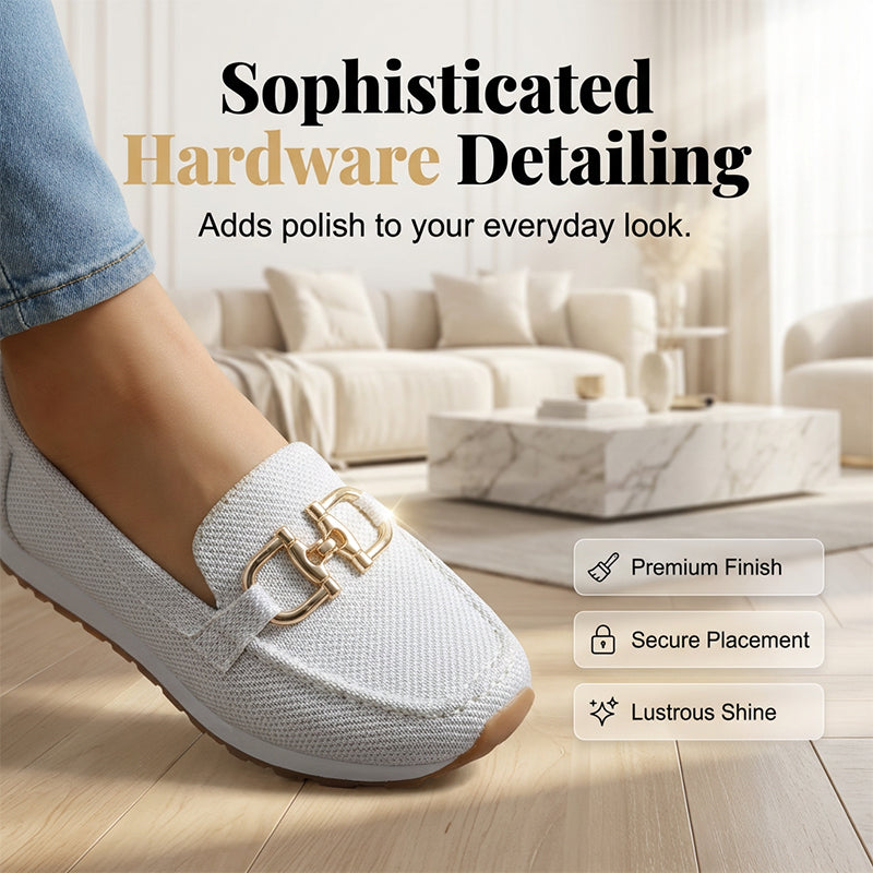 Damenes casual mesh loafers med metallspenne