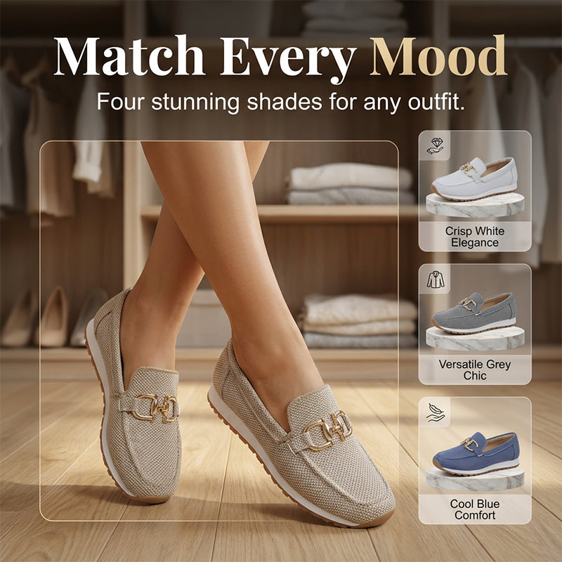 Damenes casual mesh loafers med metallspenne