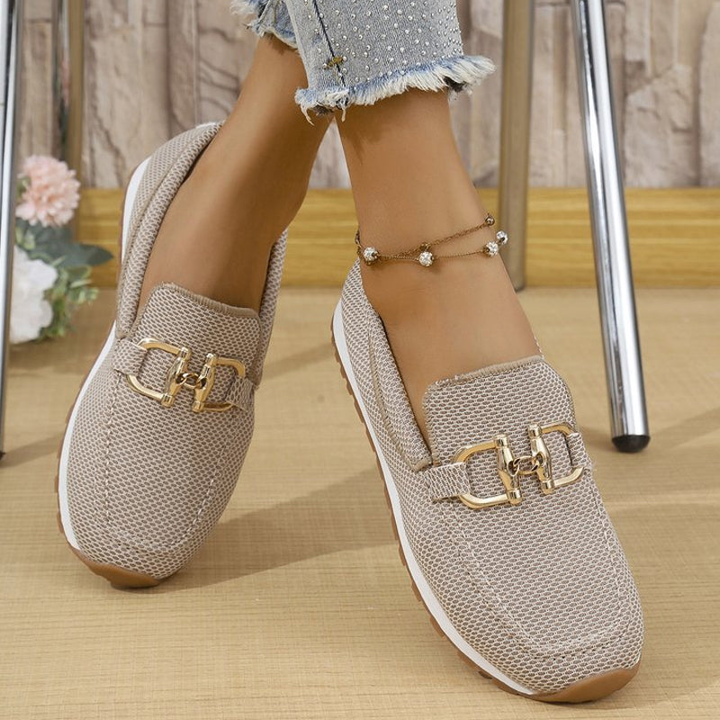 Damenes casual mesh loafers med metallspenne