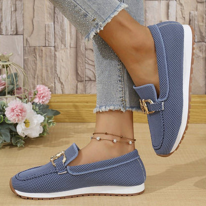 Damenes casual mesh loafers med metallspenne