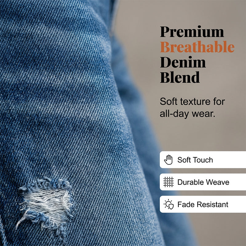 Fasjonable slim-fit slitte jeans til dame