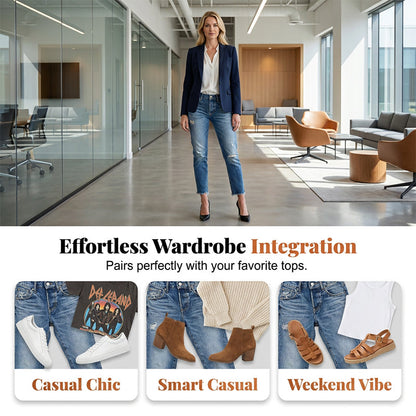 Fasjonable slim-fit slitte jeans til dame