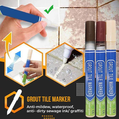 🥳2026 VARMT SALG🥳💞50 000+ SOLGT!🛁✨ 48 % RABATT! Fargeblyant for reparasjon av flisfuger – Dekker svertede, mugne fuger og gjenoppretter fargen som ny. Vannbasert, giftfri – et friskt utseende på få minutter! 🖊️🧴
