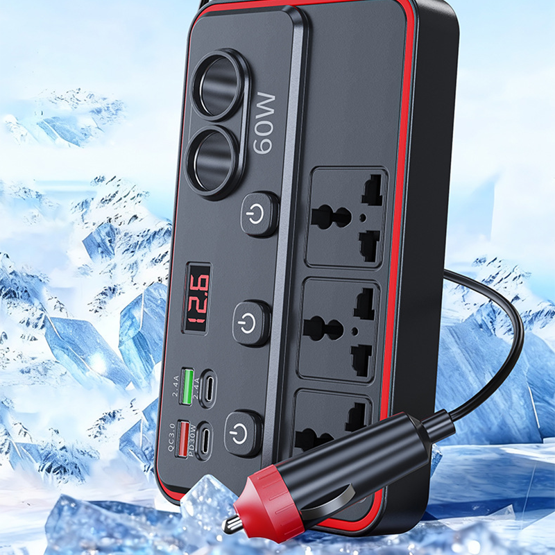 Multifunksjonell billader med AC-uttak og USB