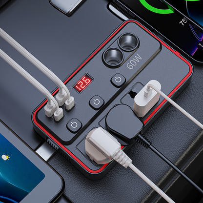 Multifunksjonell billader med AC-uttak og USB