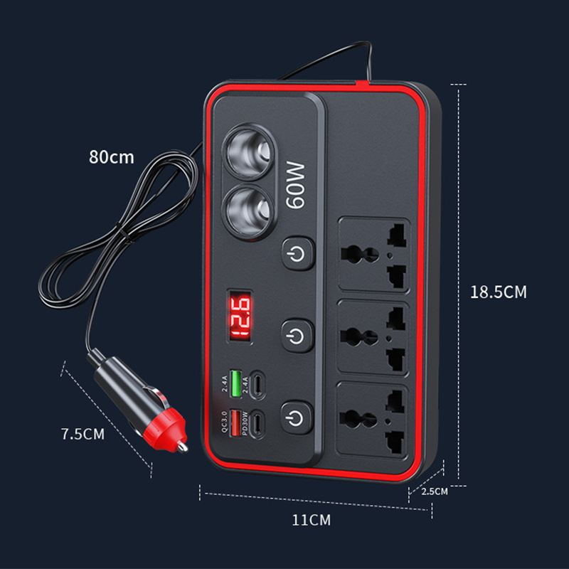 Multifunksjonell billader med AC-uttak og USB
