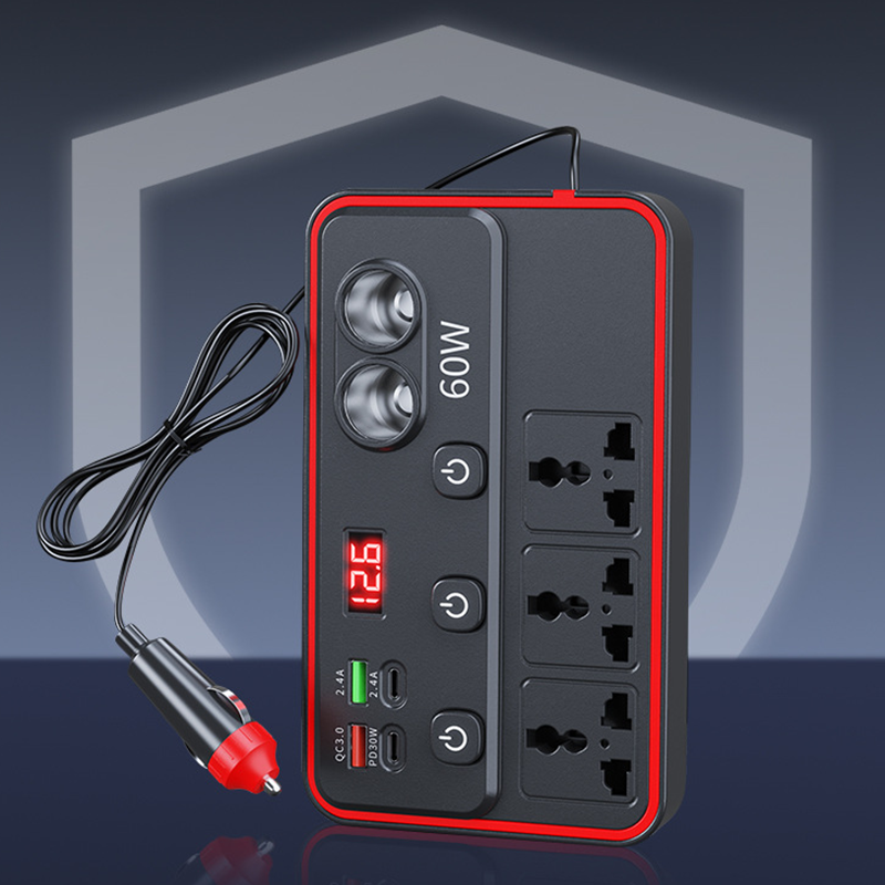Multifunksjonell billader med AC-uttak og USB
