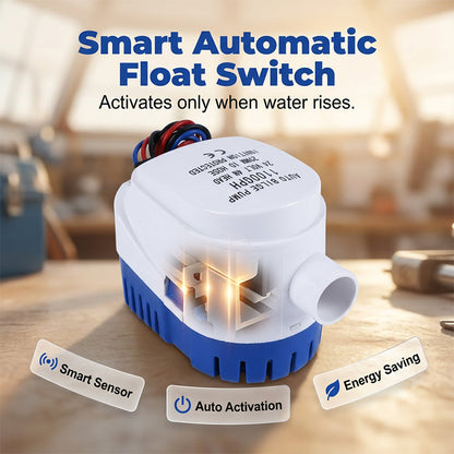 🚤 48 % RABATT! 💧 Automatisk lensepumpe med høy kapasitet – flottørbryter, 1100 GPH, 12V/24V, tenningsbeskyttet – Perfekt for båter, kjellere eller dammer – pålitelig og sikker vannfjerning ⚓