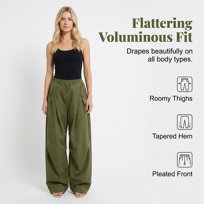 👖 48% RABATT I BEGRENSET TID! ✨ Voluminøse lanternebukser – Plissert, snøring i midjen, lommer 🍁
