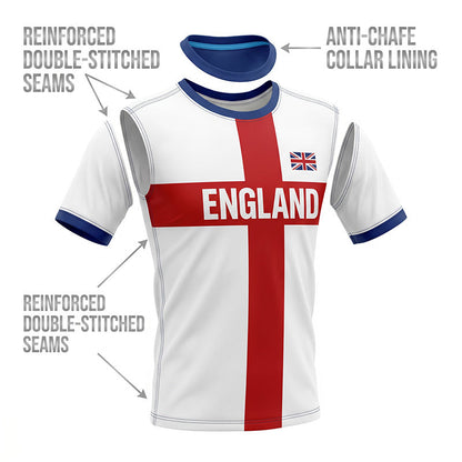 👕Sommersalg – Opptil 48 % RABATT⚡OVER 50 000 SOLGT!⚽England Fotball T-skjorte, Stort Bokstavstrykk, Sporty Fritidsklær, Must-Have Culture T-skjorte, Kortermet, Lang Lengde, Løstsittende