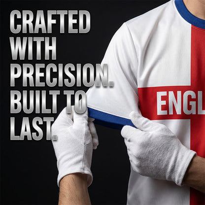 👕Sommersalg – Opptil 48 % RABATT⚡OVER 50 000 SOLGT!⚽England Fotball T-skjorte, Stort Bokstavstrykk, Sporty Fritidsklær, Must-Have Culture T-skjorte, Kortermet, Lang Lengde, Løstsittende