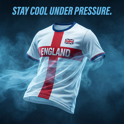 👕Sommersalg – Opptil 48 % RABATT⚡OVER 50 000 SOLGT!⚽England Fotball T-skjorte, Stort Bokstavstrykk, Sporty Fritidsklær, Must-Have Culture T-skjorte, Kortermet, Lang Lengde, Løstsittende