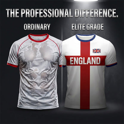 👕Sommersalg – Opptil 48 % RABATT⚡OVER 50 000 SOLGT!⚽England Fotball T-skjorte, Stort Bokstavstrykk, Sporty Fritidsklær, Must-Have Culture T-skjorte, Kortermet, Lang Lengde, Løstsittende