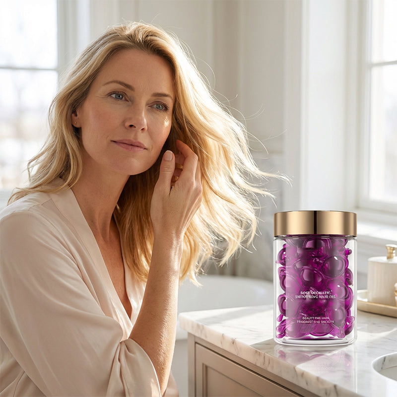 💎 48% RABATT – Deep conditioning hårolje – én kapsel – glatt, skinnende & krusfritt – reisevennlig – blomsterduft