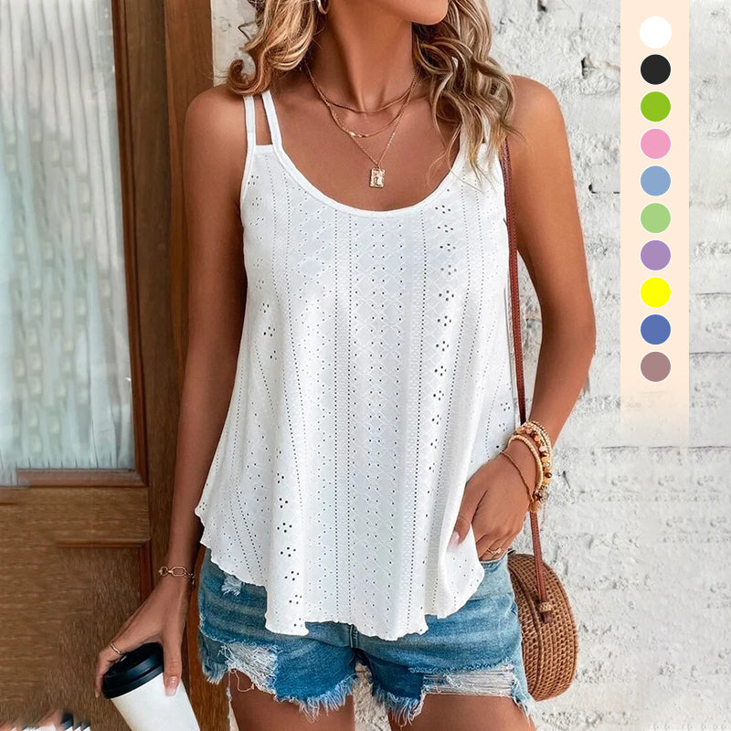 Mesh Cami Top 🌿✨ – Double Straps, Irregular Hem, Loose Fit, 10 Colours
