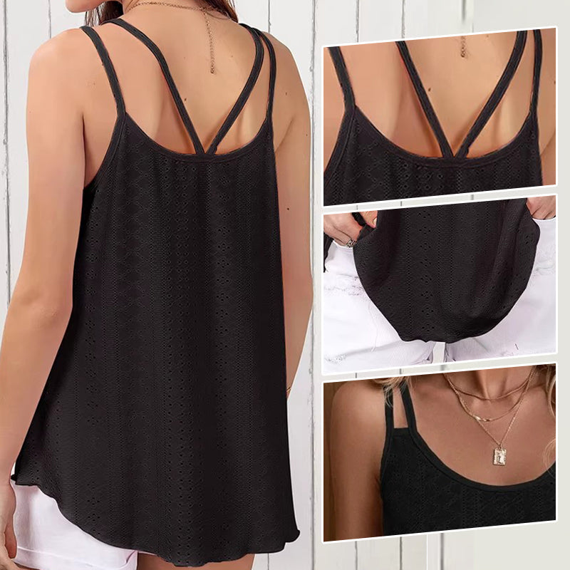 Mesh Cami Top 🌿✨ – Double Straps, Irregular Hem, Loose Fit, 10 Colours