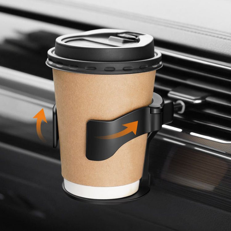 ☕ 50% RABATT – Bilkoppholder med justerbar stang – passer horisontale lufteventiler – automatisk klemming – stabil og sikker