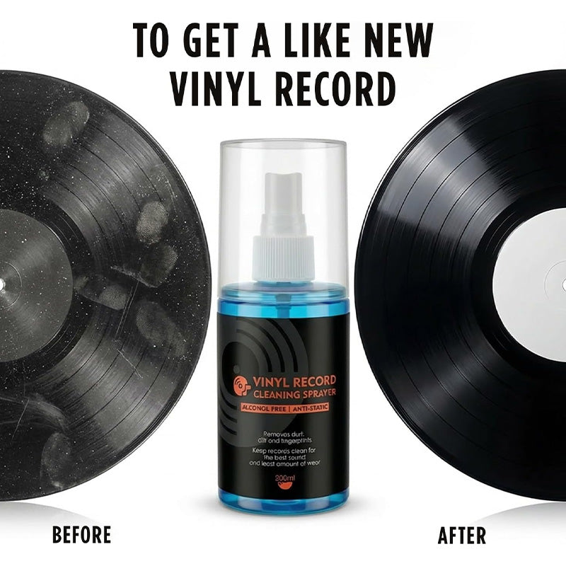 🎵 TIDSBEGRENSET KJØP 2 FÅ 1 GRATIS! 💥 Antistatisk rengjøringsspray for vinylplater – Alkoholfri, støvfjerner, fin tåke ✨
