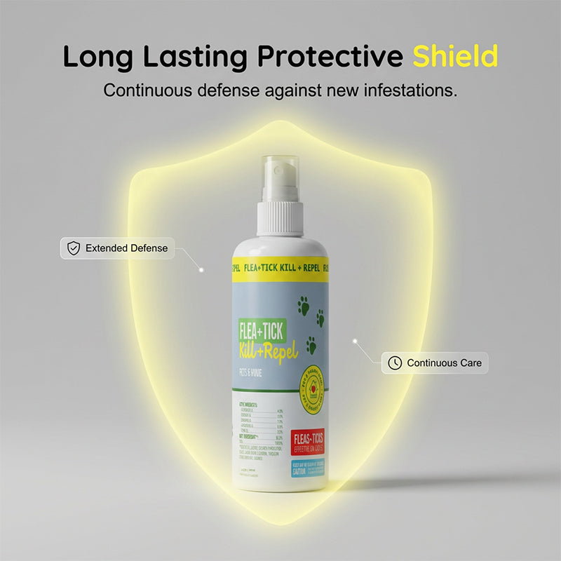 Naturlig loppe- og flåttavvisende spray for katter