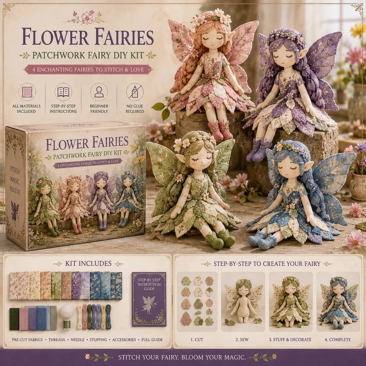 🔥48 % RABATT SISTE DAG🧵Fairy Patchwork DIY-kolleksjon