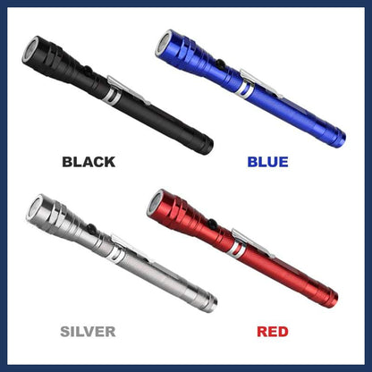 📢📢48% RABATT!! ⏰🔦Multifunksjonell magnetisk teleskoplommelykt – Uttrekkbar, 360° svanehals, superlyssterk 🛠️