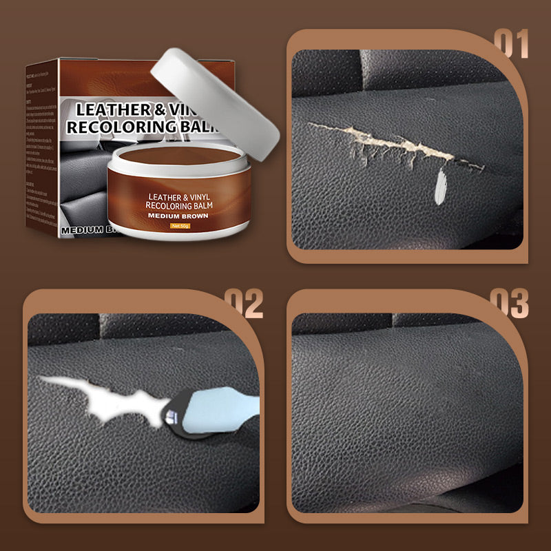 【Lærpleiekrem】👜✨ Reparerer og gjenoppretter fargen på lær i biler, sofaer, sko og mer. 🔧👢
