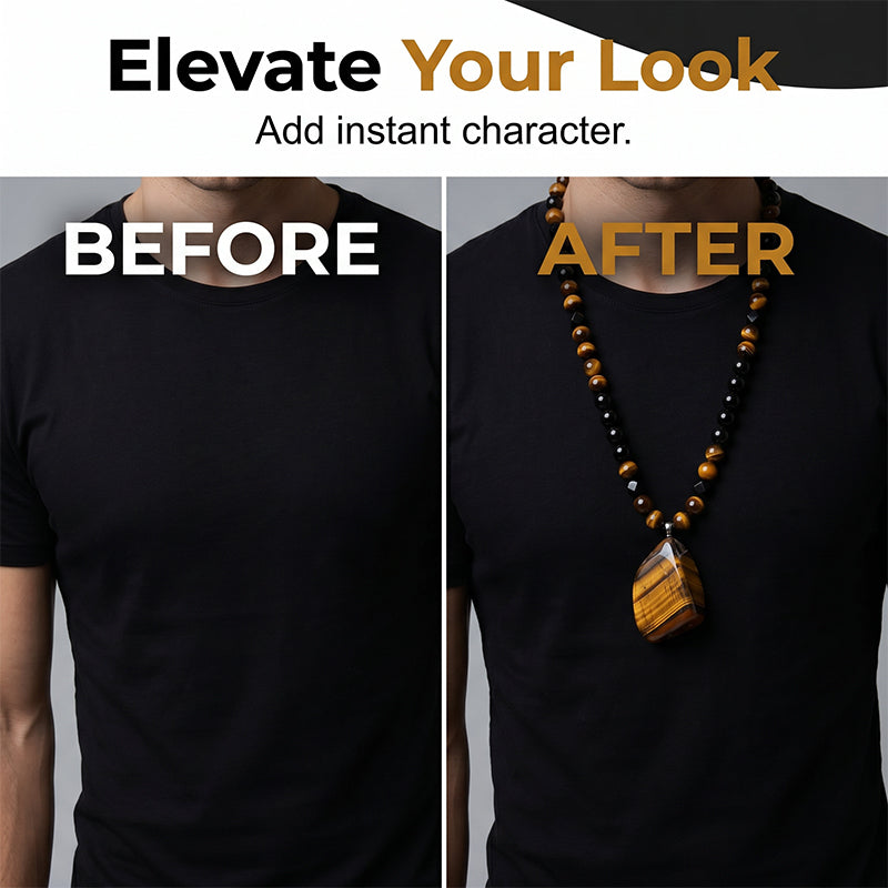 🥳2026 HOT SALE🥳💞50K+ SOLD!🪨🔮 50% OFF! Men‘s Tiger’s Eye Beaded Necklace – Natural gemstone, hand‑woven cord, adjustable length. Strength & protection in every bead. A timeless piece for the modern man! 💪✨