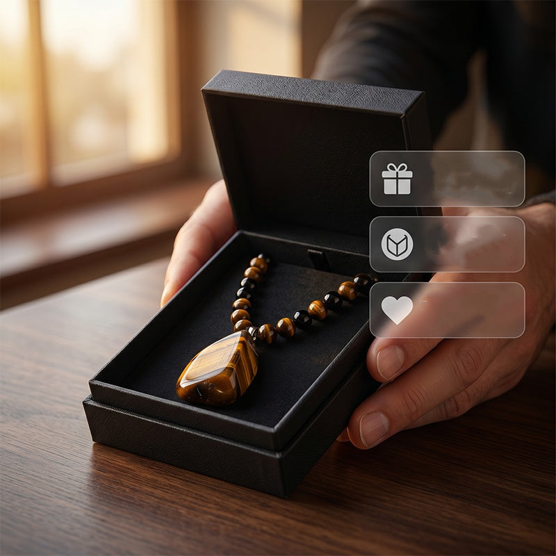 🥳2026 HOT SALE🥳💞50K+ SOLD!🪨🔮 50% OFF! Men‘s Tiger’s Eye Beaded Necklace – Natural gemstone, hand‑woven cord, adjustable length. Strength & protection in every bead. A timeless piece for the modern man! 💪✨