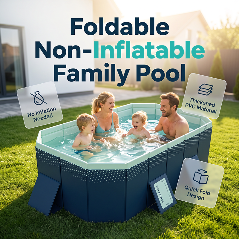 🏊‍♂️💦 Sammenleggbart familiebasseng – ingen oppblåsing, rask tømming, kompakt oppbevaring!
