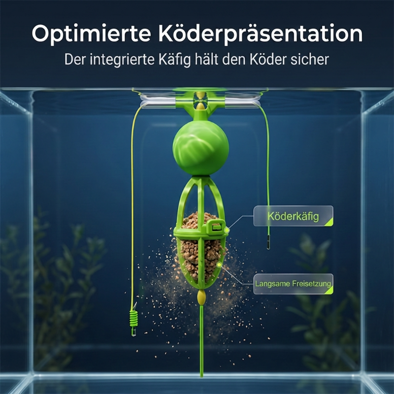 Et bottom-up-fiskesystem med fôrkurv som ikke setter seg fast