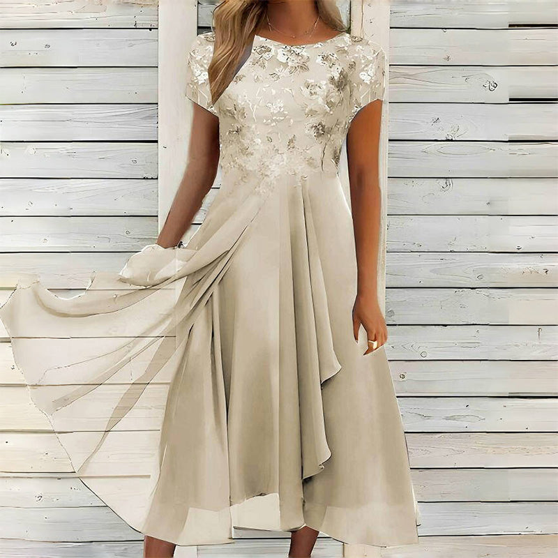 Elegant kjole med rund hals til damer