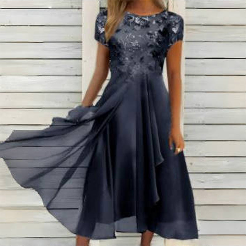Elegant kjole med rund hals til damer