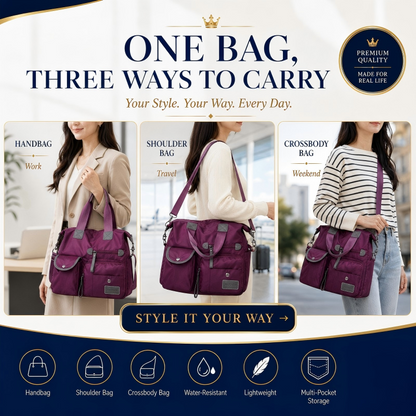 👜48 % RABATT PÅ BEGRENSET SALG! Vanntett Oxford-veske med stor kapasitet for kvinner, veske med flere lommer og 3 bæremåter, crossbody-skulderveske for daglige reiser, jobb og shopping