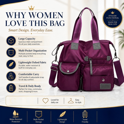 👜48 % RABATT PÅ BEGRENSET SALG! Vanntett Oxford-veske med stor kapasitet for kvinner, veske med flere lommer og 3 bæremåter, crossbody-skulderveske for daglige reiser, jobb og shopping