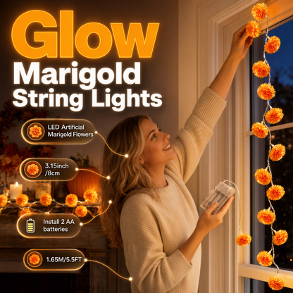 👻Halloween-spesialtilbud🎃🧡Kunstig ringblomst LED-lyslenke