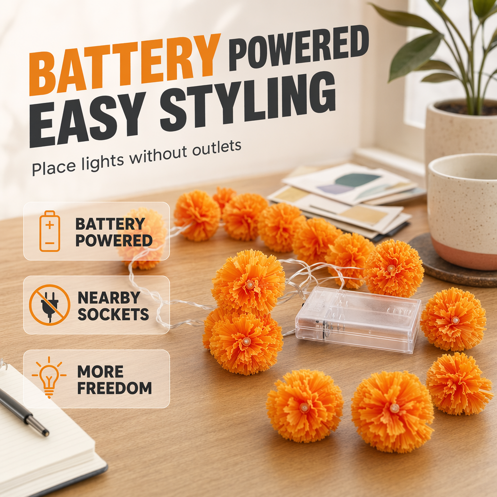 👻Halloween-spesialtilbud🎃🧡Kunstig ringblomst LED-lyslenke