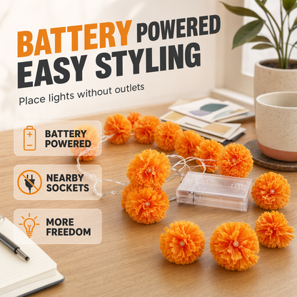 👻Halloween-spesialtilbud🎃🧡Kunstig ringblomst LED-lyslenke