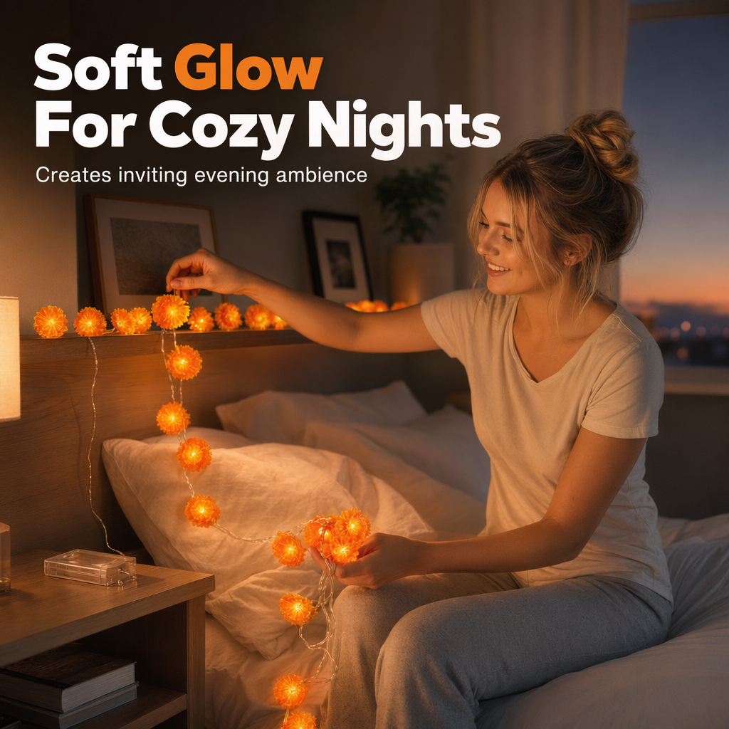 👻Halloween-spesialtilbud🎃🧡Kunstig ringblomst LED-lyslenke