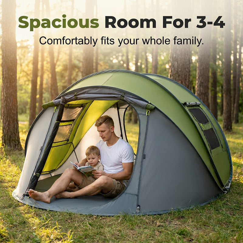 🏕️ 48 % rabatt! ⛺ Vanntett popup-telt for familier som kan slås opp umiddelbart