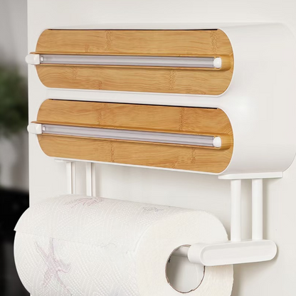 🔪🧲 2-i-1: magnetisk plastfoliekutter med håndkleholder – praktisk, kompakt og alltid innen rekkevidde! 🧻✨