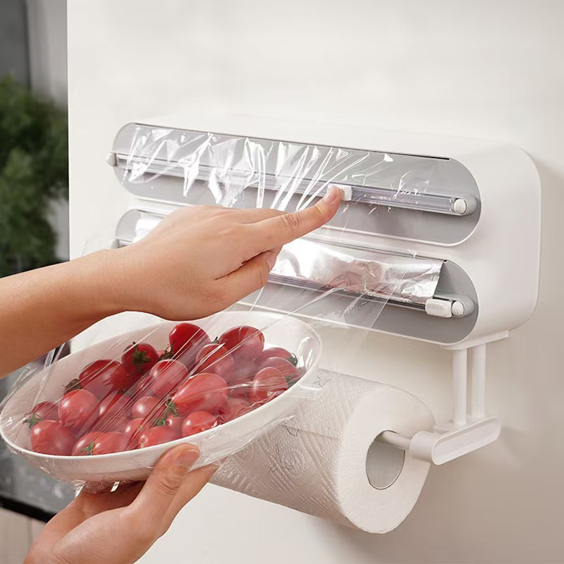 🔪🧲 2-i-1: magnetisk plastfoliekutter med håndkleholder – praktisk, kompakt og alltid innen rekkevidde! 🧻✨