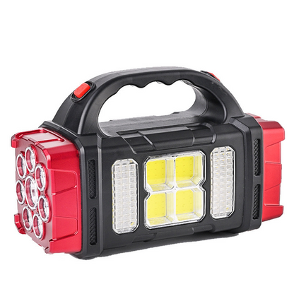 Høyeffekts LED-lommelykter Campinglykt Arbeidslys Lader 2-i-1 Soldrevet 4LED Høy lysstyrke Oppladbar lommelykt Bærbar design 4 lysmoduser USB-lading Egnet for fotturer Utendørs utforskning og nødstilfeller