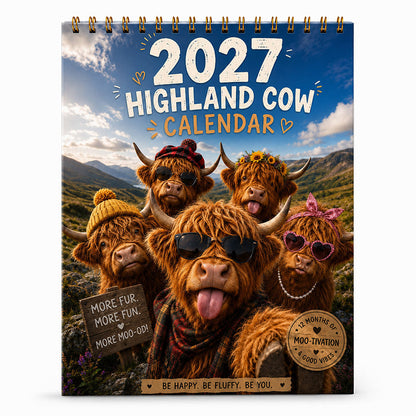 2027 Veggkalender med høylandskyr