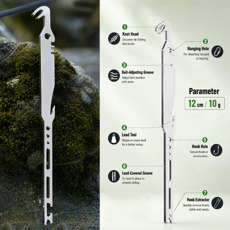 ⏳50 % rabatt i en begrenset periode⏰6-i-1 multiverktøy i rustfritt stål til fiske – med krokfjerner og knutebinder🎣🐟