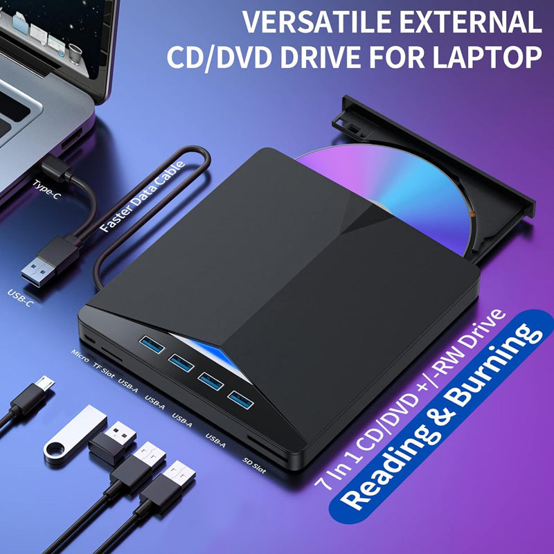 7-i-1 USB 3.0 Type-C ekstern DVD-stasjon
